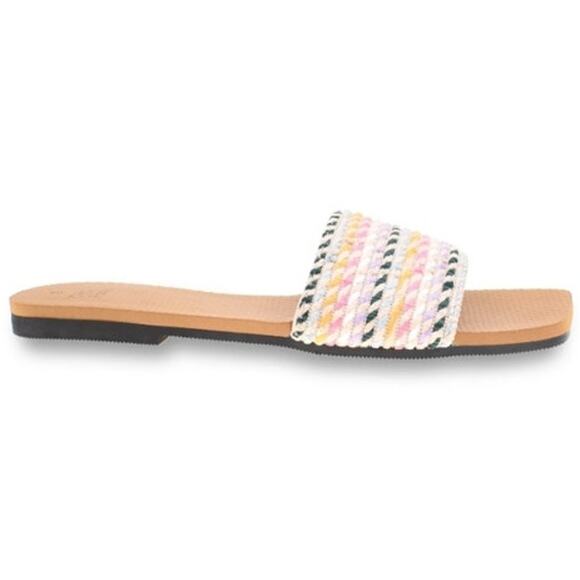 Time and Tru Multicolored Woven Slip On Slide Sandals Shoes Size 11 - Picture 2 of 7